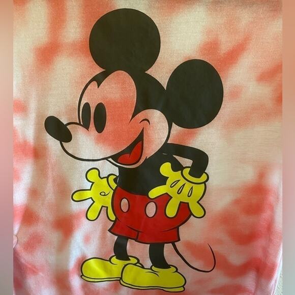 Disney Mickey Mouse Red White Tie Dyed Lightweight T-Shirt Sz Juniors L (11/13) - Picture 3 of 4